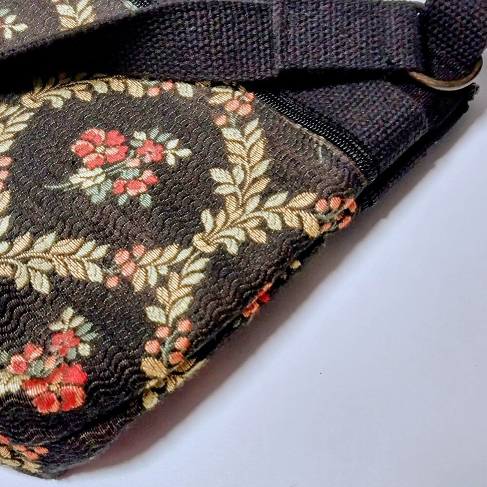 My Maine Bag Bangor Maine Canvas Shoulder Bag With Zippers Floral Tapestry - Picture 8 of 10